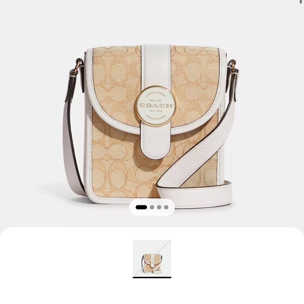 Coach North/South Lonnie Crossbody Bag. Tan + beige - Picture 11 of 12